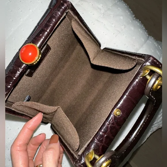 STAUD kenny bag in brown croc- effect leather - Picture 3 of 3